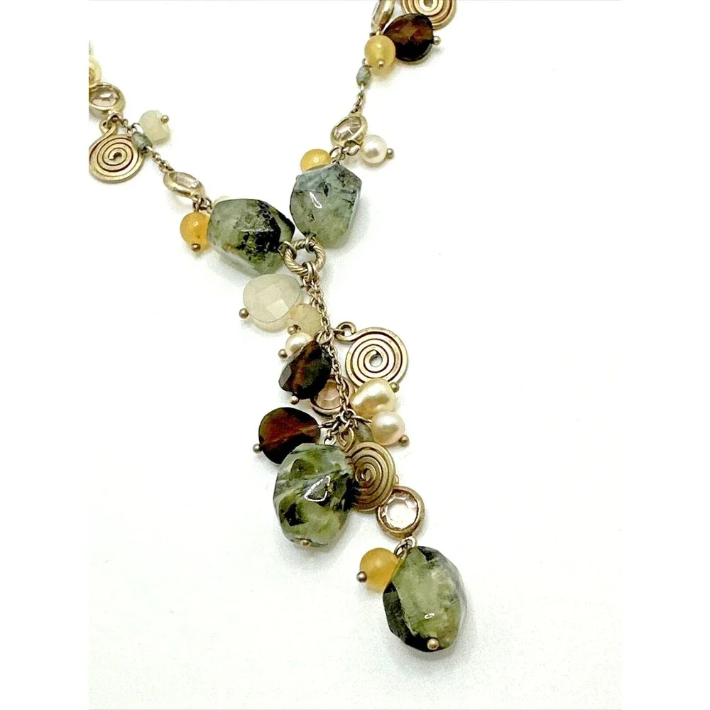 Boho Y Drop Tassel Necklace Agate Pearl Glass Bead Statement Charm Dangle 16